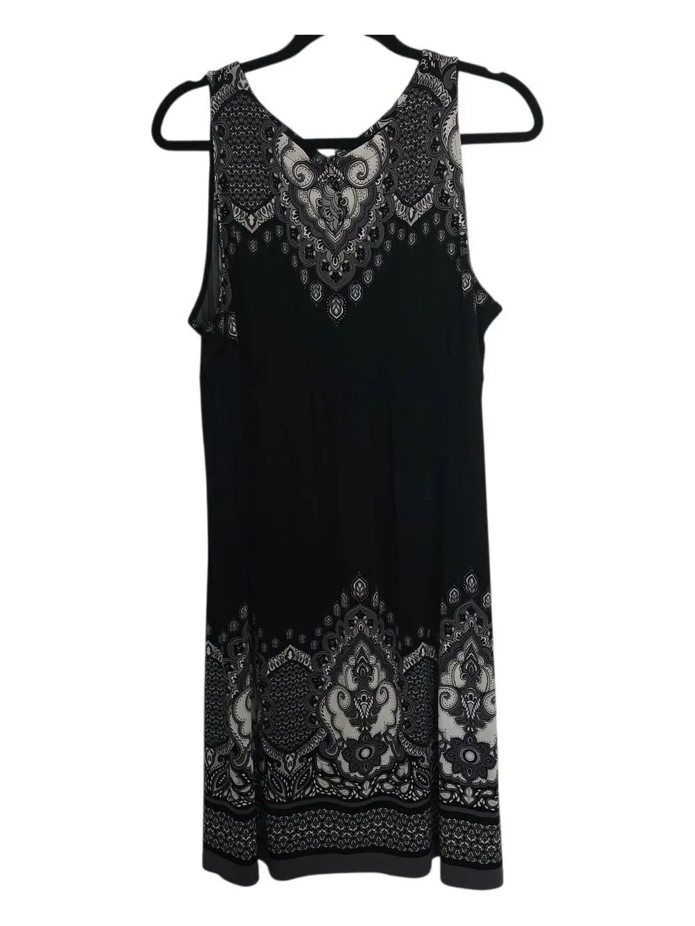 Apt. 9 Womens Black & White Patterned Sleeveless Midi Dress Size XL